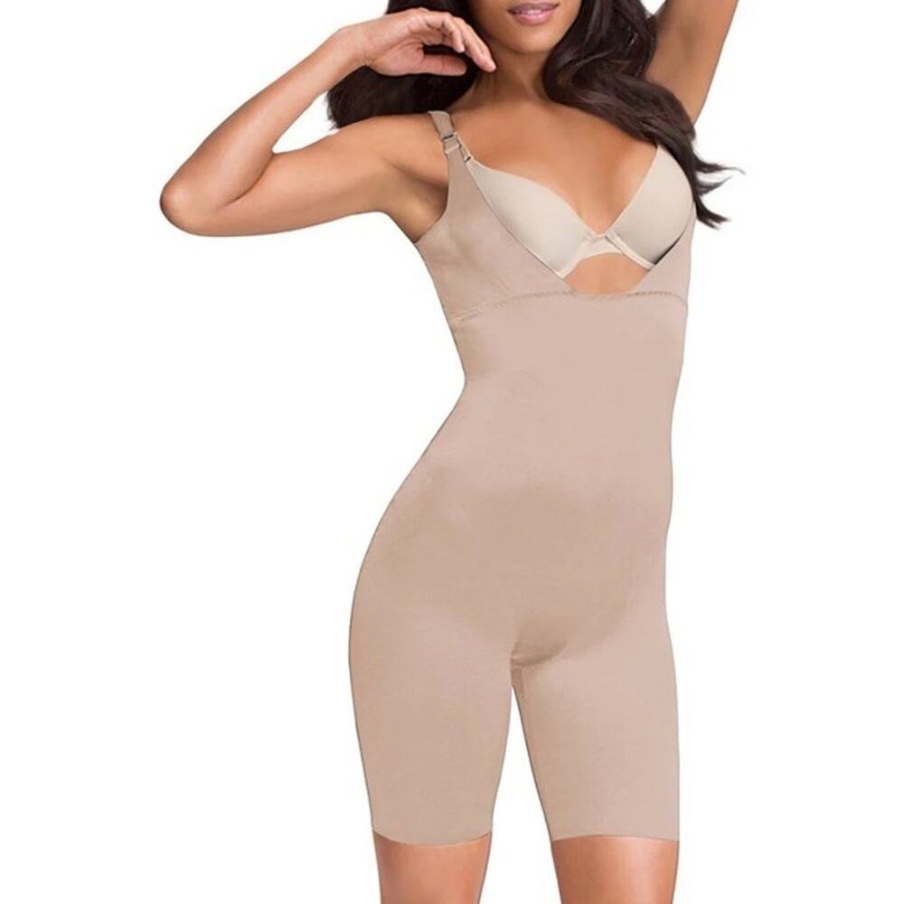 Flexees Maidenform Size XL Shiny Ultra Firm Control Romper 83032 Shapewear Nude